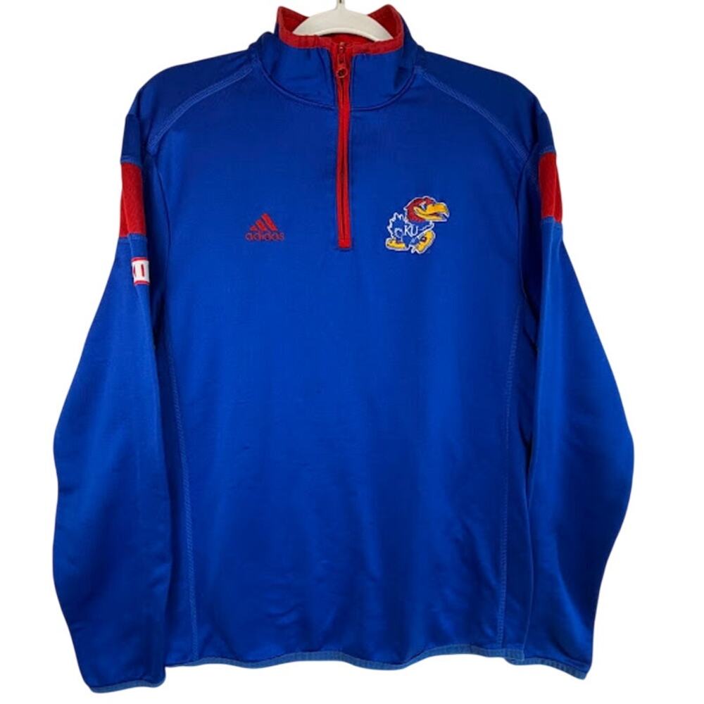 Adidas Men's Royal Kansas Jayhawks Coaches‎ Sideline Half-Zip Jacket Size Small